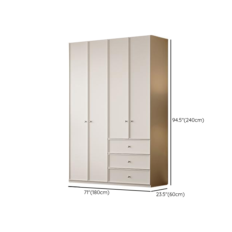 Chalk Modern Wooden Standalone Almirah with 3-Drawer, Interior Shelves, and Hanging Rod - image 19