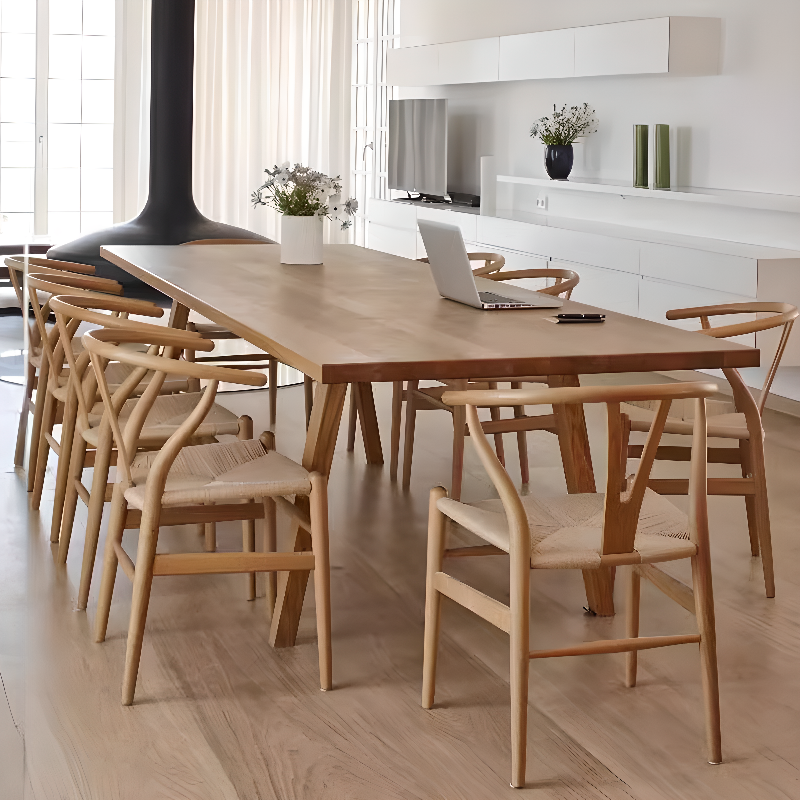 Nordic Style Solid Wood Dining Table Set in Unfinished Color - image 3