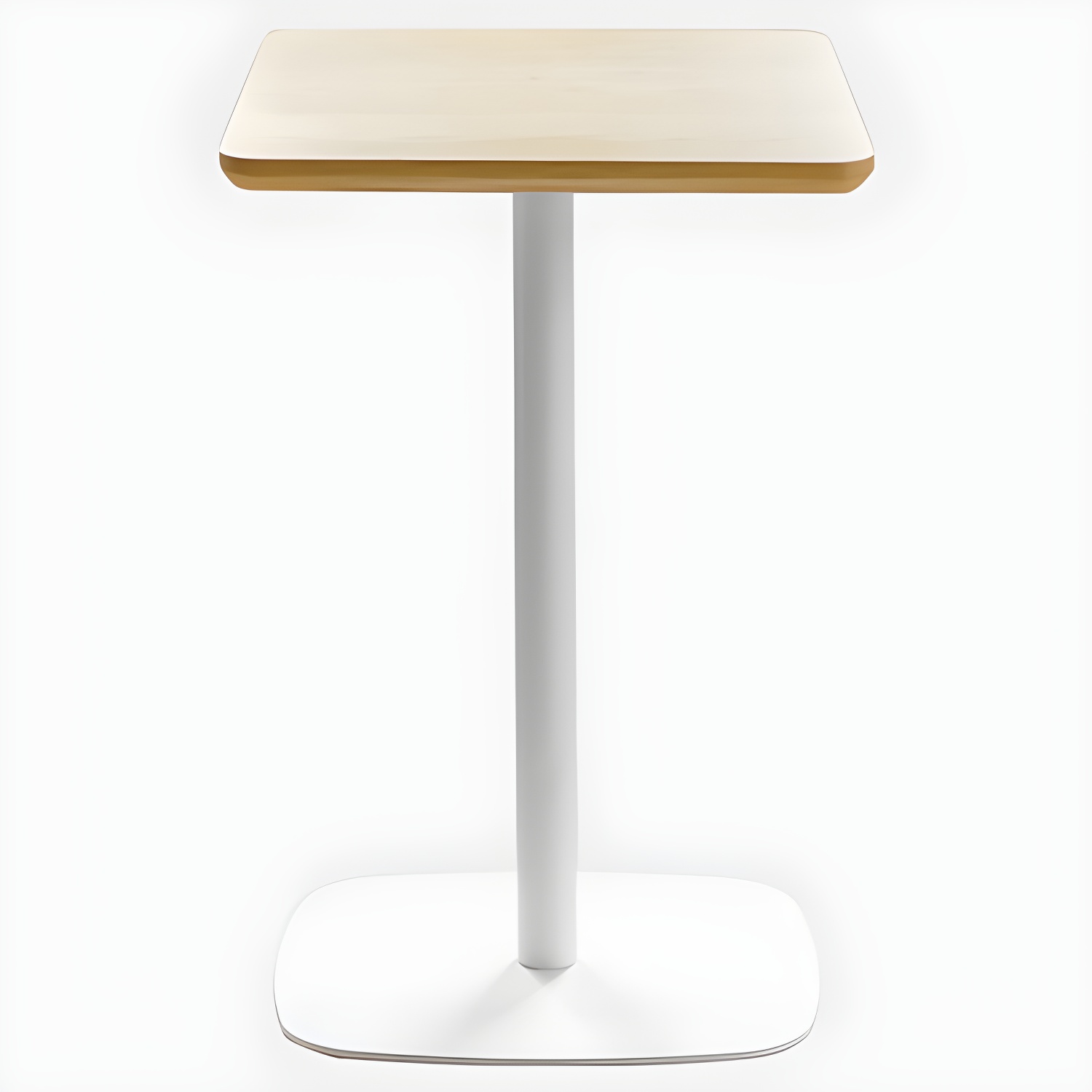 Metal Industrial Square Dining Table Solid Wood Top Table with Pedestal Base