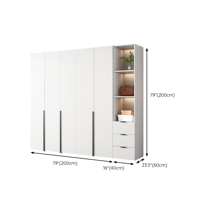 White Wood Wardrobe Armoire with Hinged Doors and Shelves Included - image 27