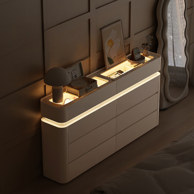 Minimalist Horizontal Console Dresser Illumination Light Timber 8 Drawers - image 6