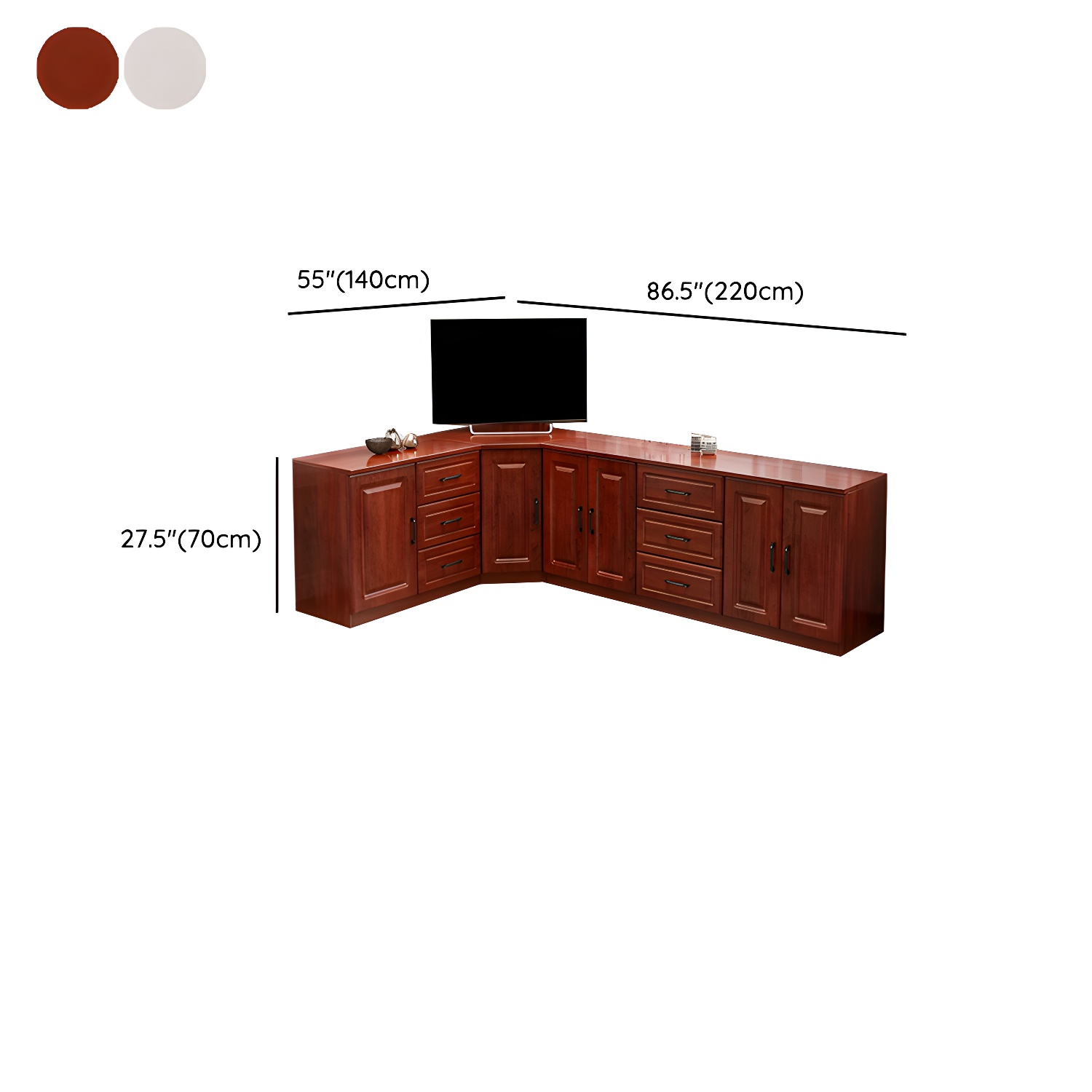 Modern Solid Wood Corner TV Stand Console with 6 - Drawer - 27.56" - image 19