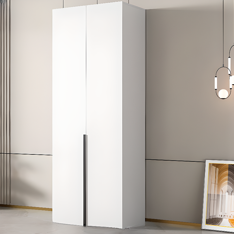 Modish Manufactured Wood Wardrobe Closet with Interior Shelves and Clothing Rod