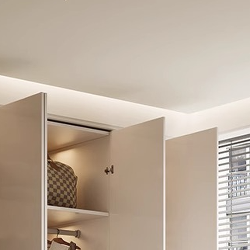 Chalk Minimalist Wood Cabinet Armoire with Soft Close Drawer and Door, Interior Shelves, and Clothing Rod - image 4