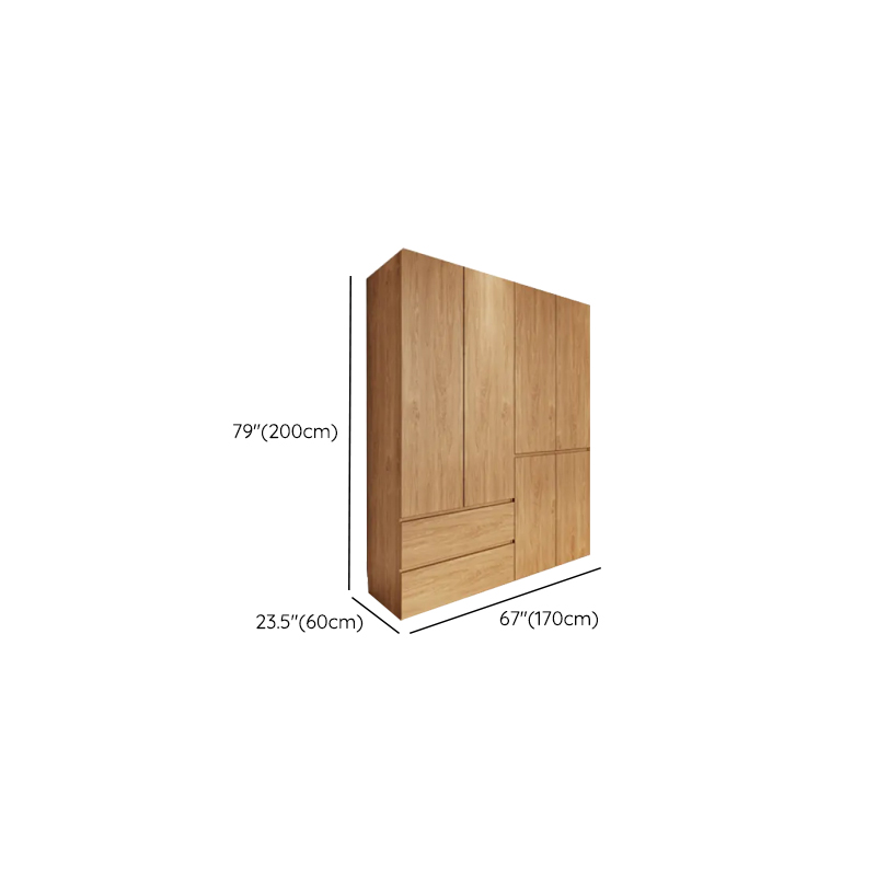 Wood Grain Minimalist Laminate Wardrobe Closet with Soft Close Drawer, Soft Close Door, Interior Shelves, and Clothing Rod - image 21