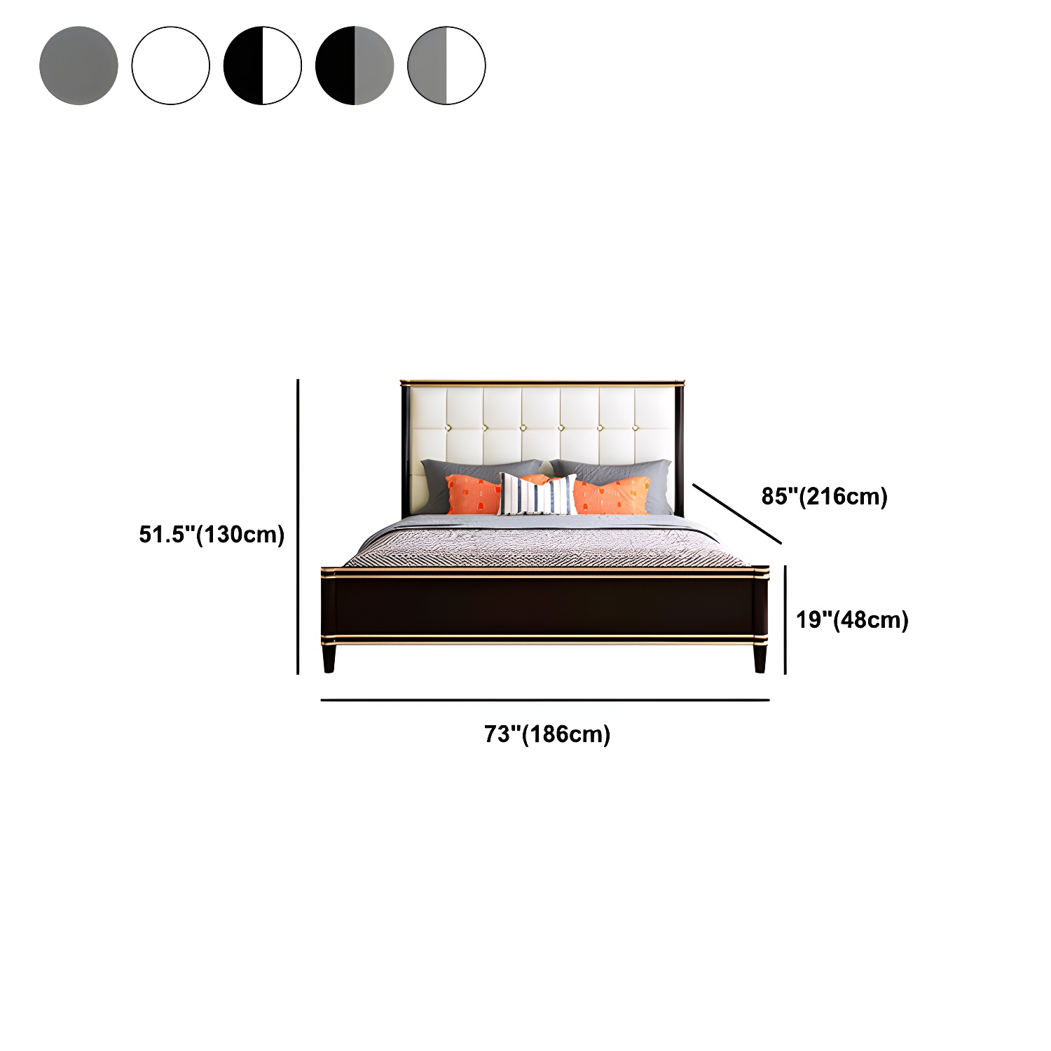 Modern Standard Bed with Tufted Upholstered Headboard and Soild Wood Legs - image 15