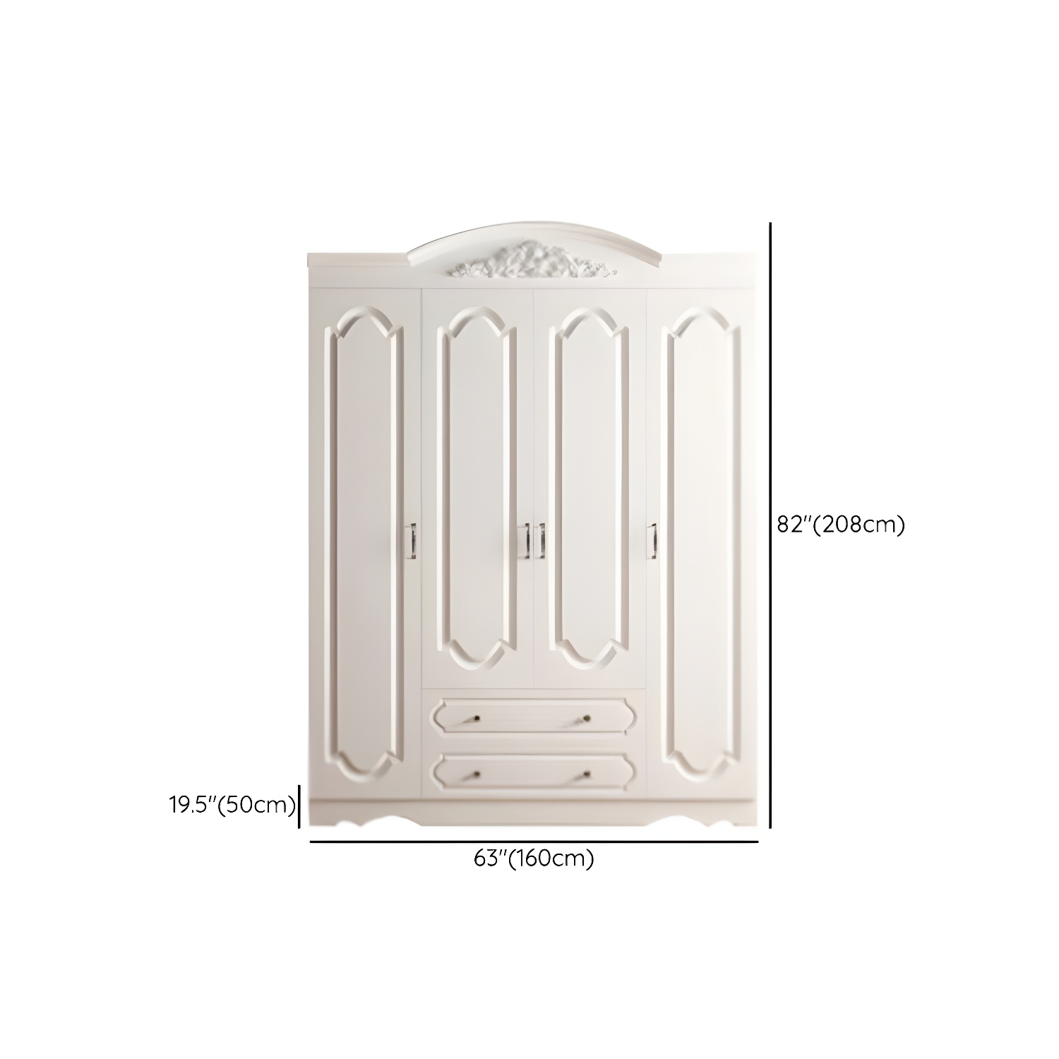 Engineered Wood Cabinet with 2 Drawers French Country White Wardrobe for Home - image 18