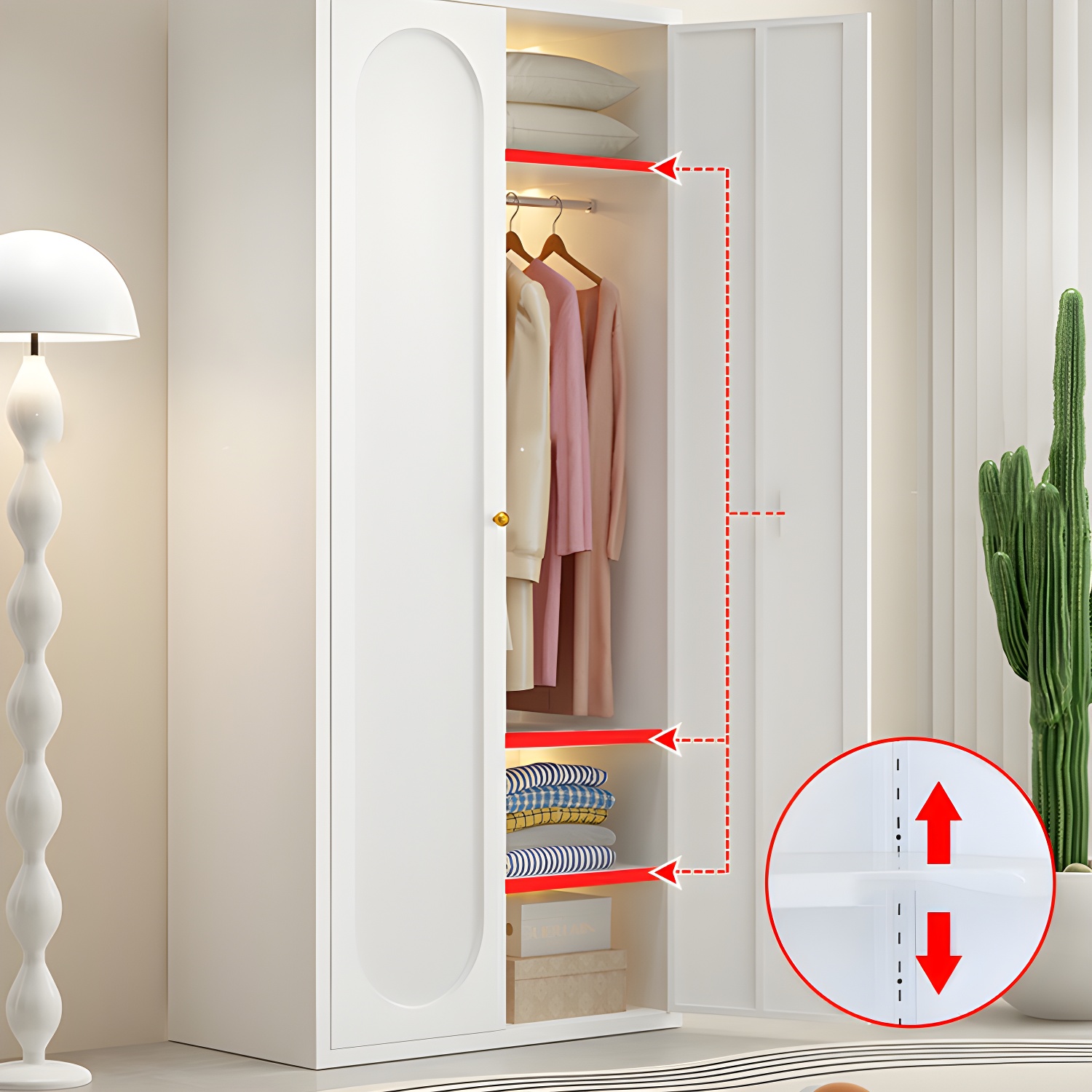 Stylish Wardrobe Armoire with Clothing Rod and Adjustable Shelves - image 12