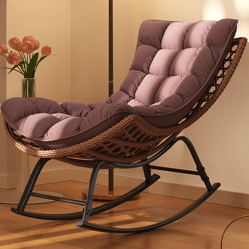 2 Piece Set/1 Piece Set Cushioned Rocking Chair with Ottoman in Resin with Rear in a Modern Simple Style