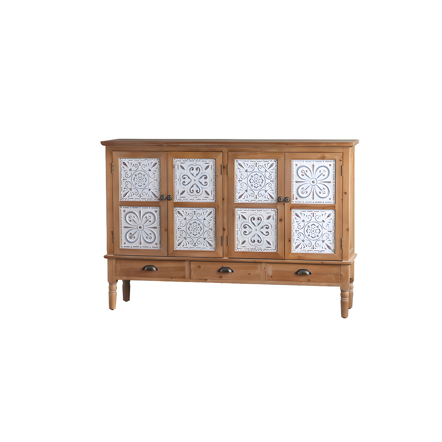Industrial Accent Cabinet in Natural with Solid Wood Door and Drawers - image 5