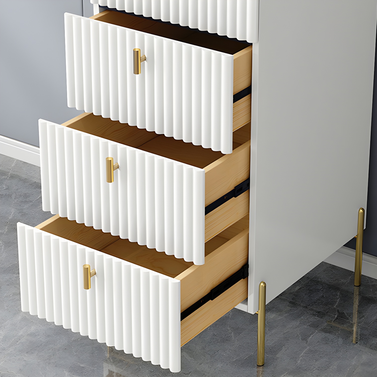 Modern Wardrobe Cabinet Engineered Wood with Garment Rod in Green/Blue/White/Grey - image 12