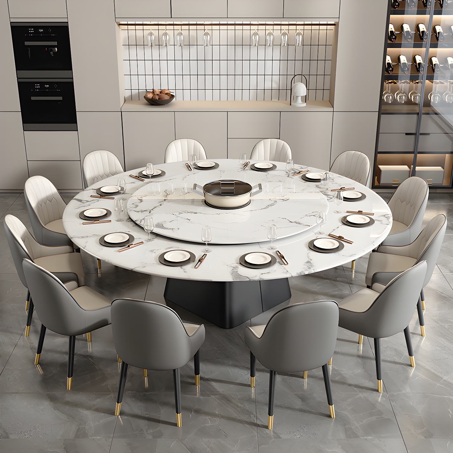 Modern 1/6/7/13 Pieces Furniture Round Stone Dining Set in White - image 3
