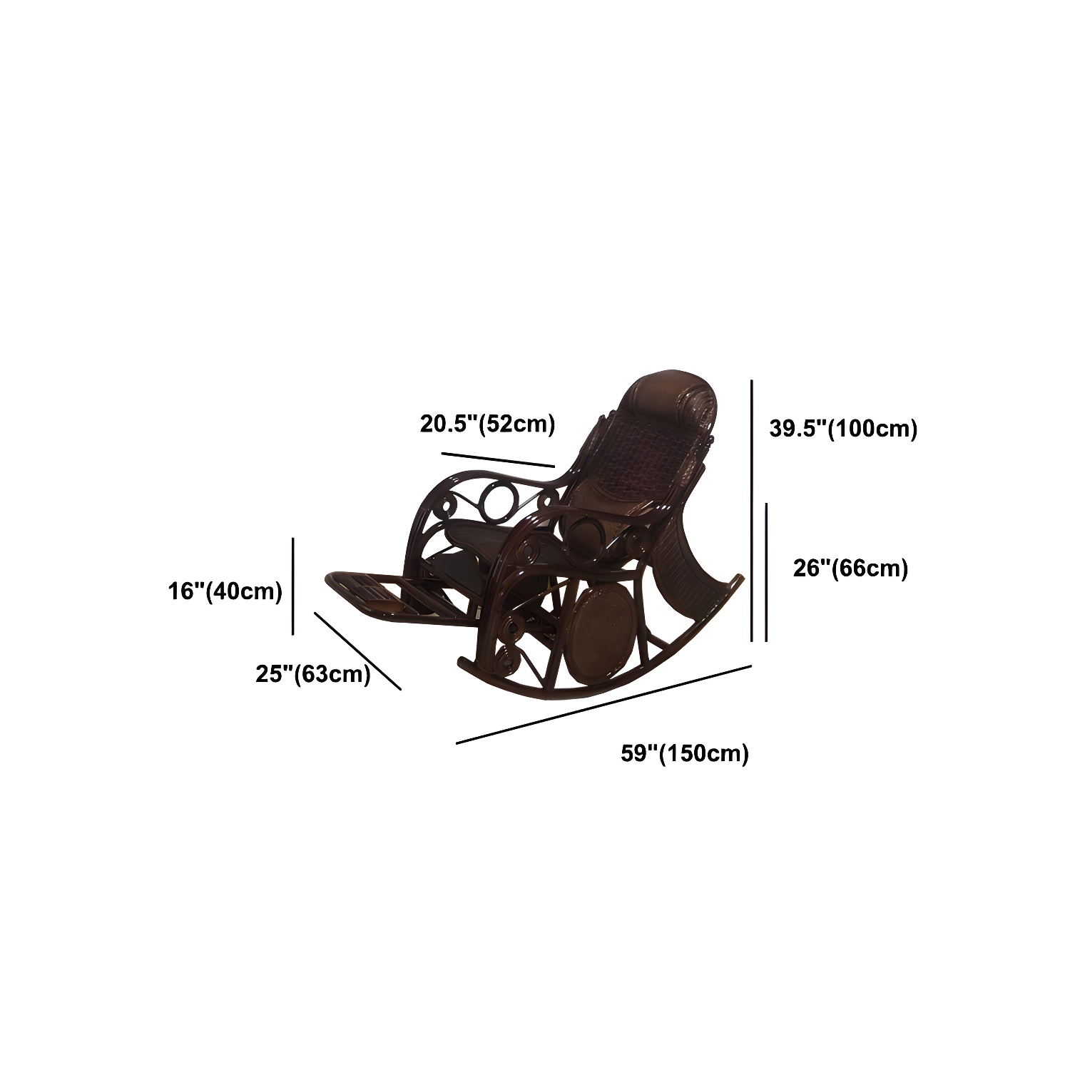 Traditional Spindle Rocking Accent Chair Tobacco Finish Rocker Chair Reclining - image 31