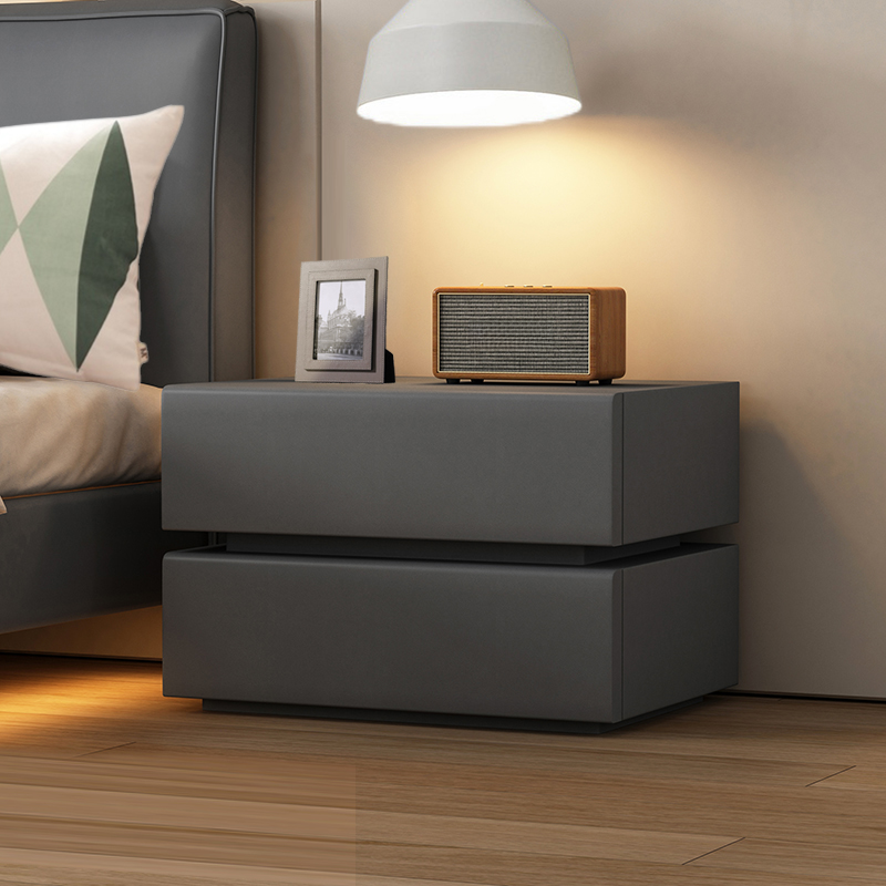Art Deco Style Bedside Cabinet Nightstand with 2 Drawers and Pine Countertop - image 3