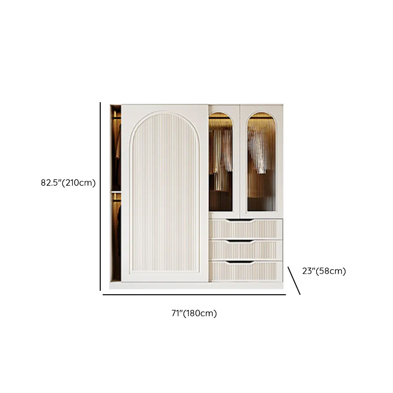Chalk Composite Wood Cabinet Armoire with Soft Close Drawer, Specular Mirror, Soft Close Door, Interior Shelves, and Clothing Rod - image 11