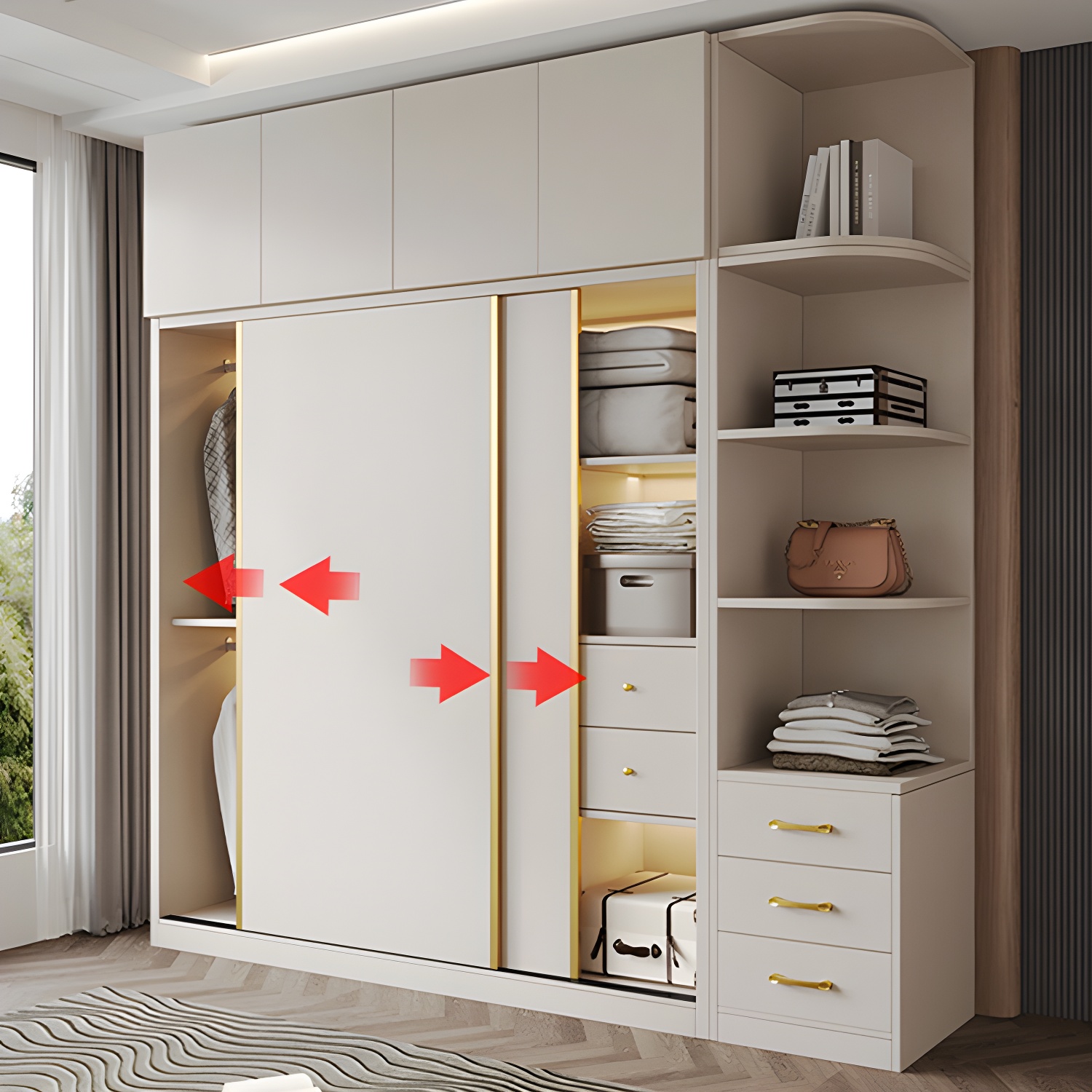 Attractive Modern White Wardrobe Armoire with Clothing Rod & Shelves - image 3