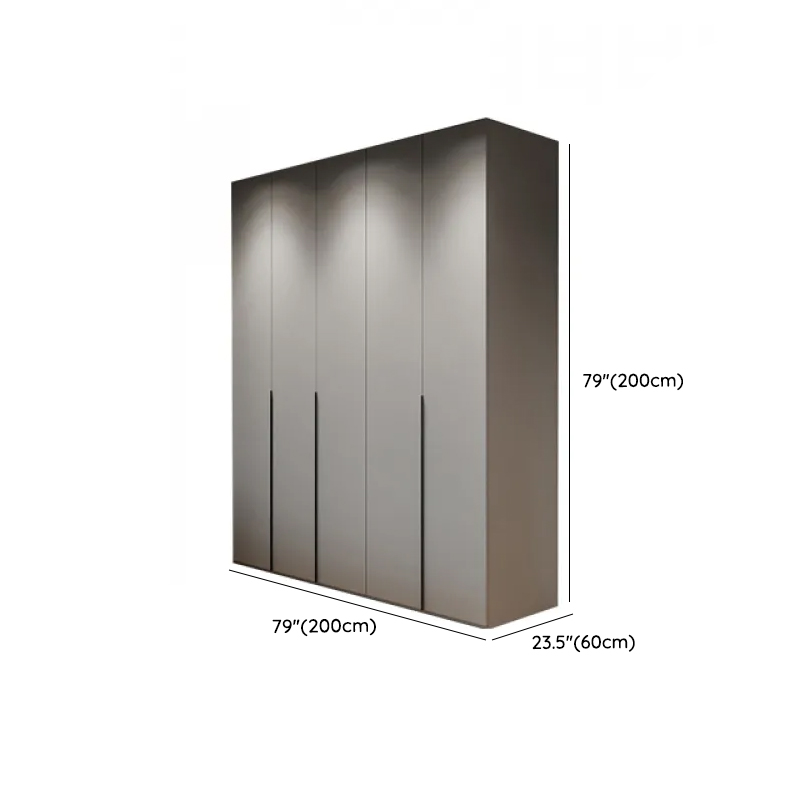 Dove Grey Minimalist Manufactured Wood Wardrobe Closet with Compartments, Soft Close Door, Interior Shelves, and Clothing Rod - image 11
