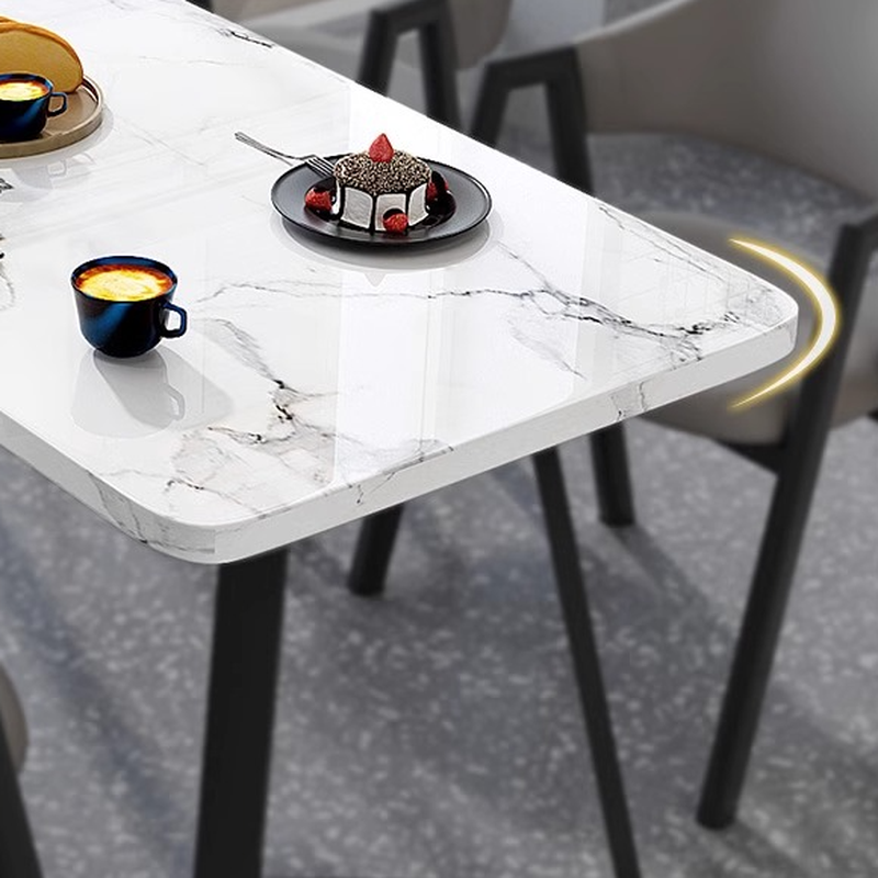 Dining Table Set with Sleighing Slate Top and Padded Chair with Back and Armrest, 5-piece in White - image 9