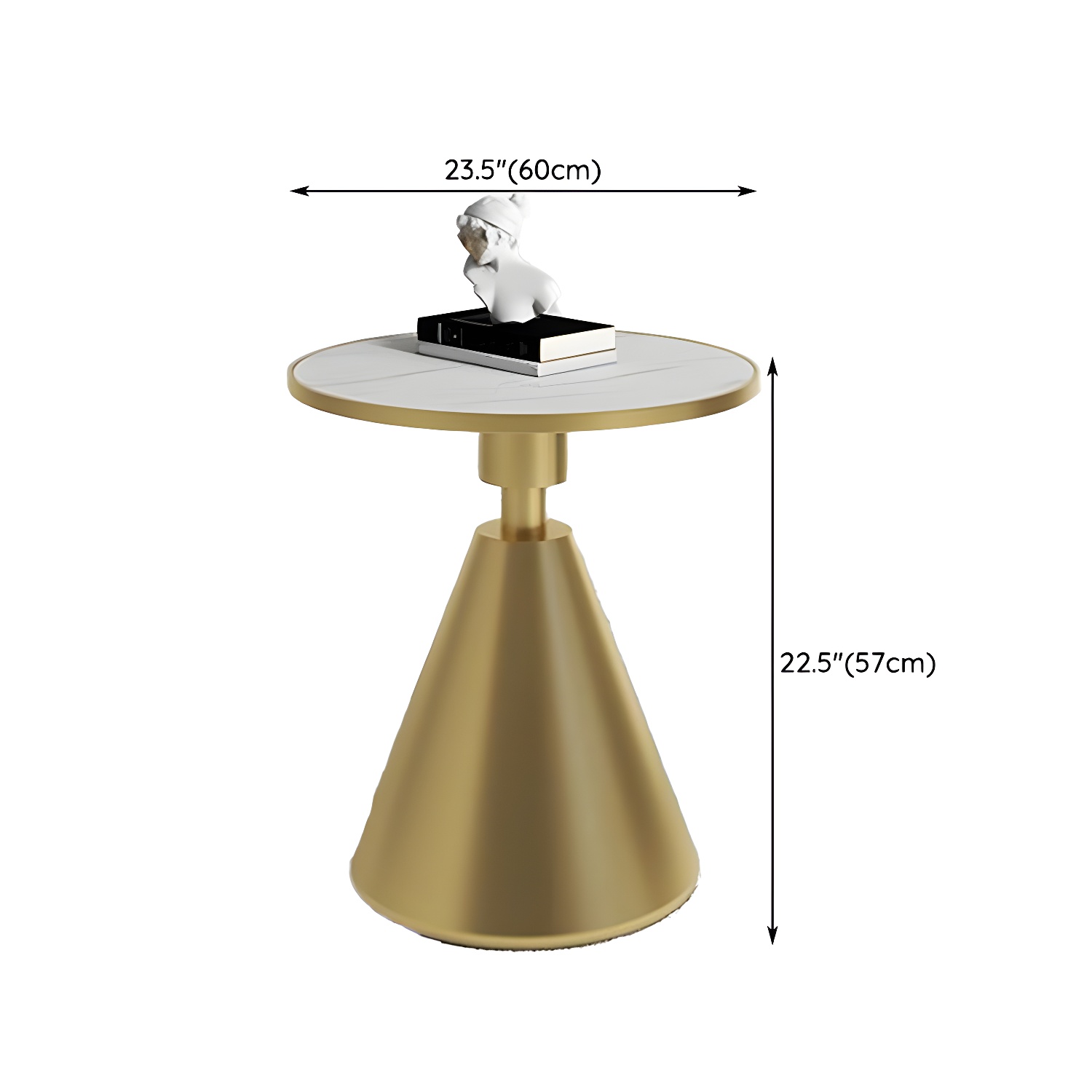 Round Stone Glam Coffee Table with Pedestal Iron Base and Built-in Storage - image 19