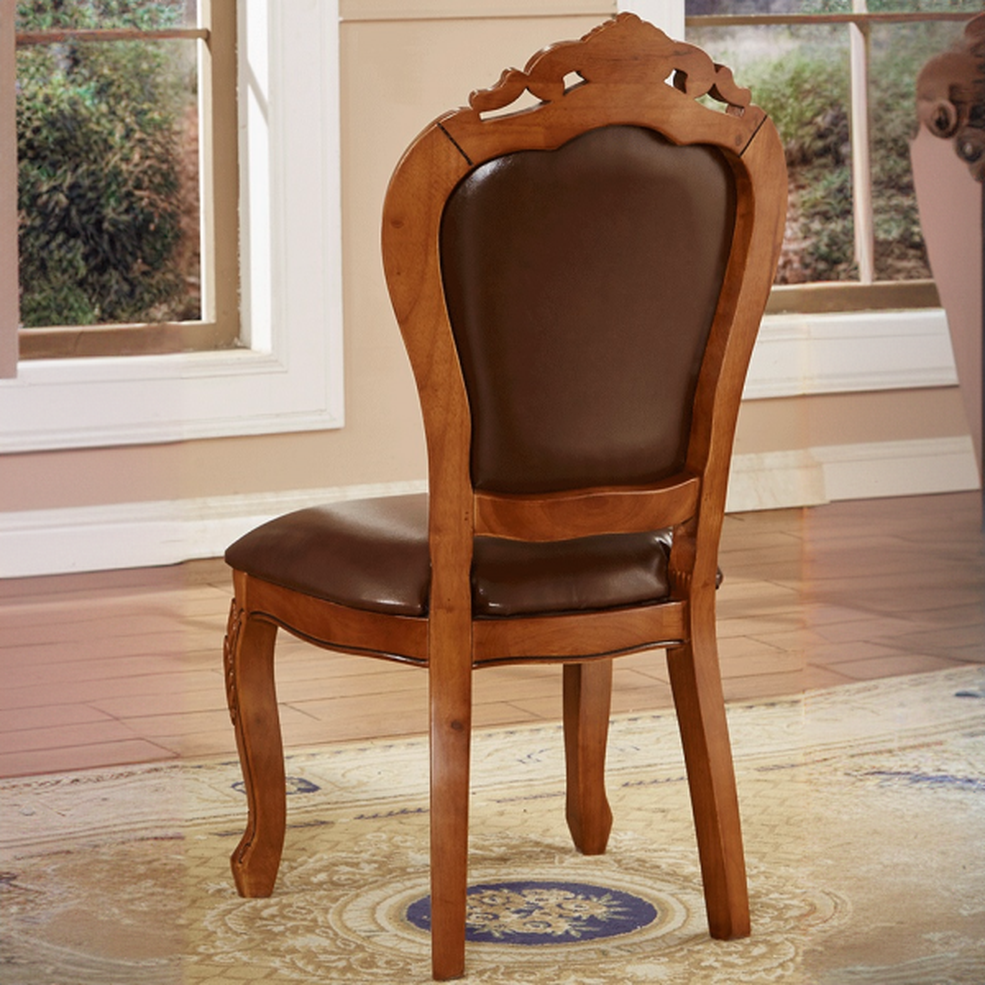 Steady Bordered Leather Upholstered Side Chair/Arm Chair with Wooden Legs and Nailhead Embellishment for Dinette in a Nordic Style - image 12