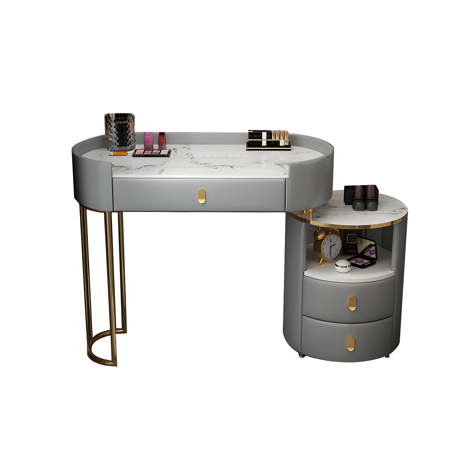 Wooden Makeup Vanity Desk Lighted Mirror Vanity Dressing Table Set with Drawer - image 17