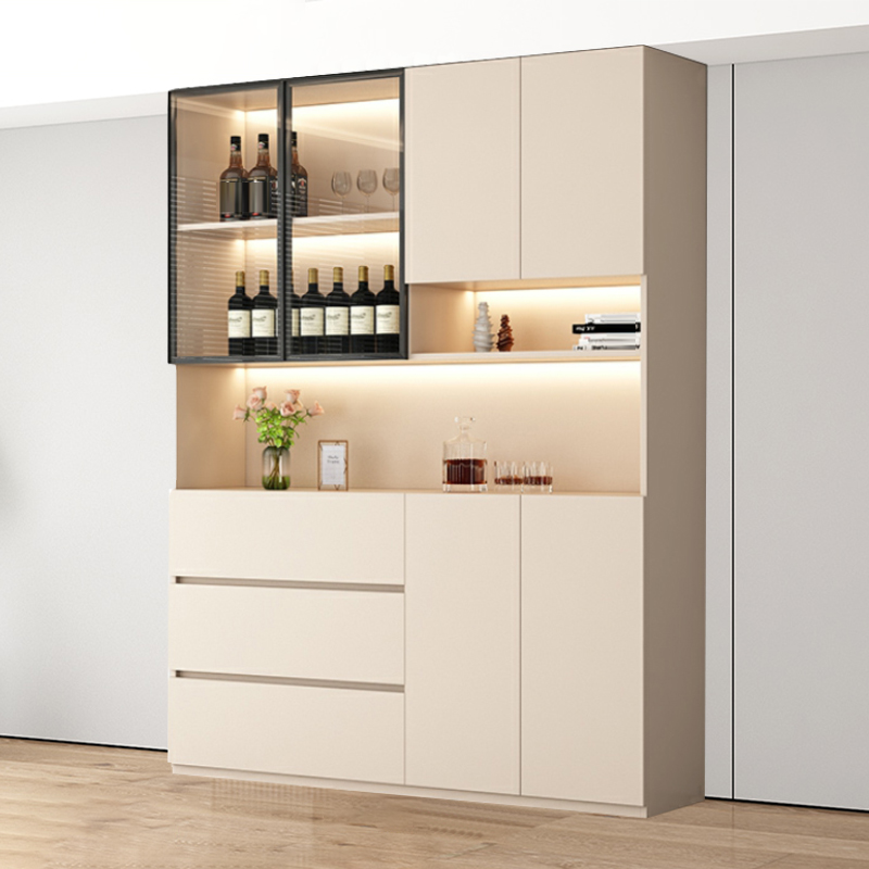 Off-White Contemporary Wood Buffet Sideboard with Cabinets and Shelves - image 13
