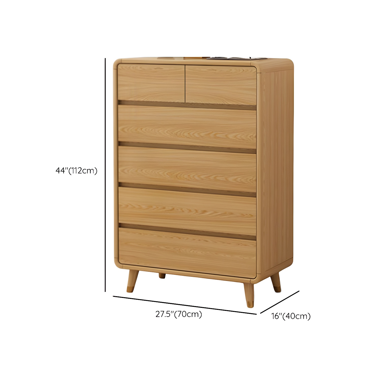 Modern Solid Wood Dresser with Narrow Profile and Drawers in Natural Finish - image 28