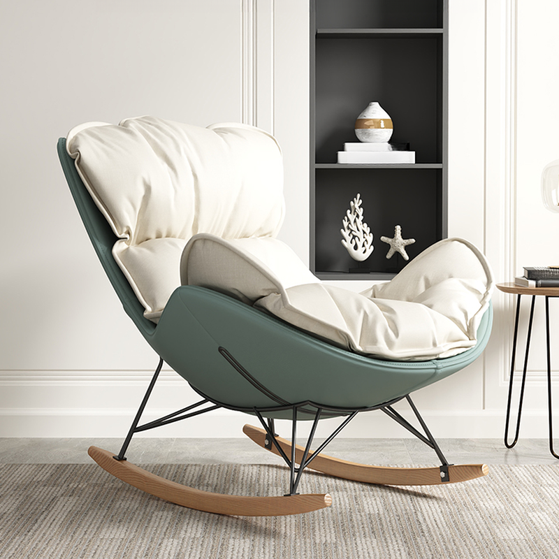 Modish Upholstered Rocking Accent Chair with Ottoman - image 8