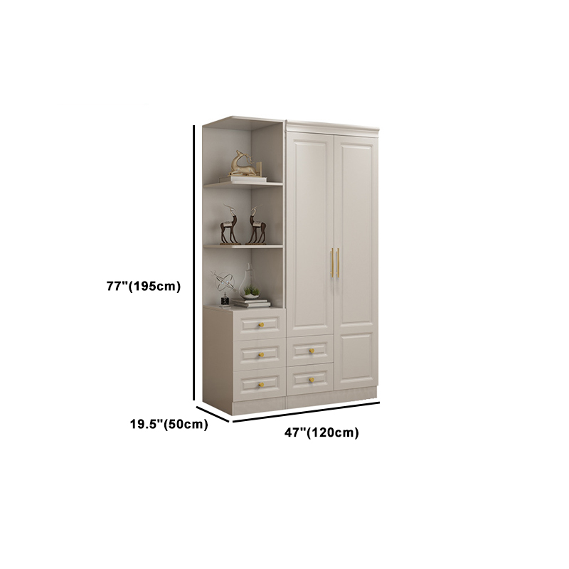 Art Deco Chalk Manufactured Wood Free Standing Interior Shelves Wardrobe with Soft Close Drawer and Hanging Rod - image 22