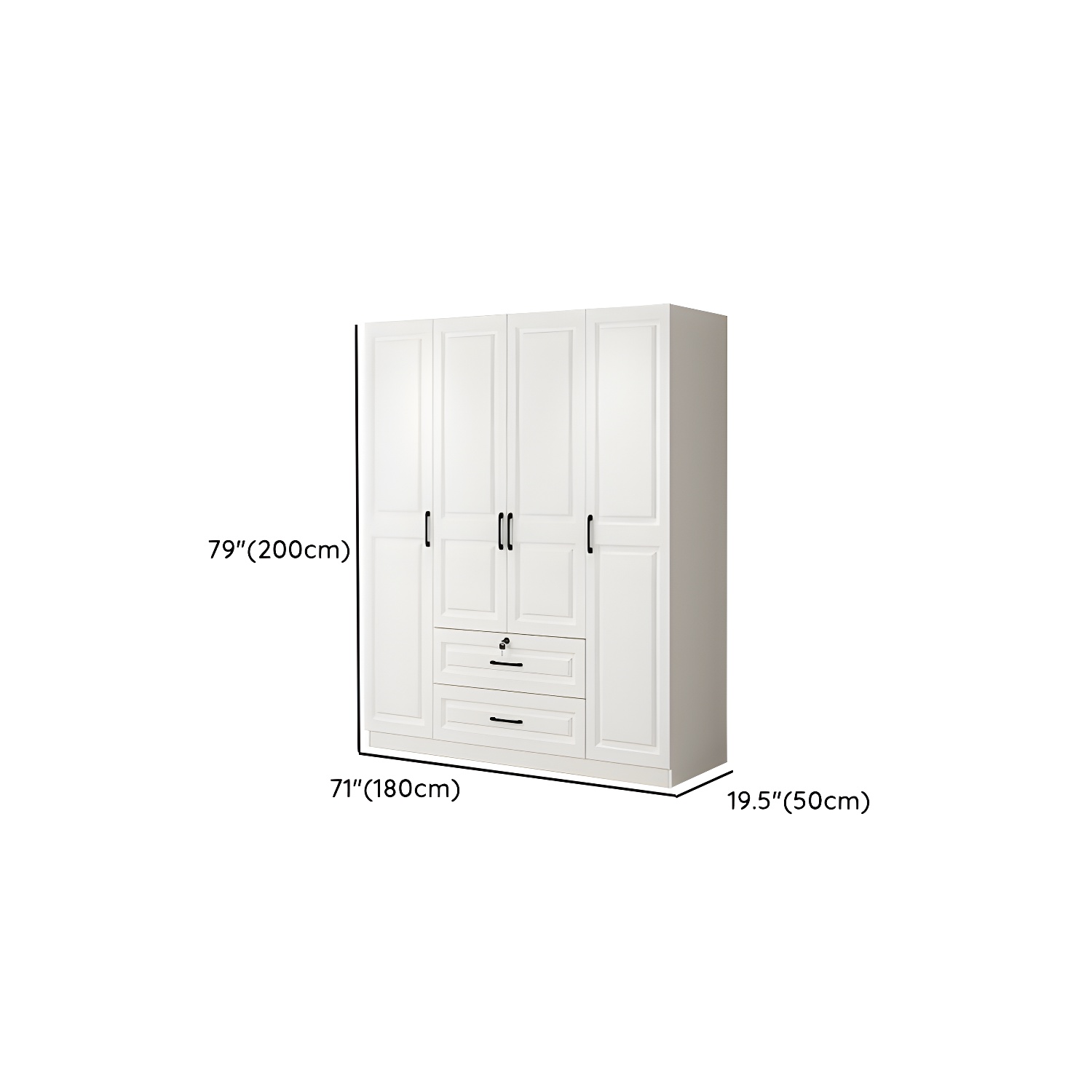White Wood Wardrobe Armoire with Drawers, Shelves, and Clothing Rod - image 15