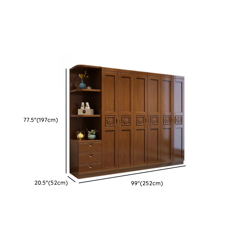 Vintage Sepia Lumber Wardrobe with Soft Close Drawer, Soft Close Door, Interior Shelves, and Hanging Rod - image 14