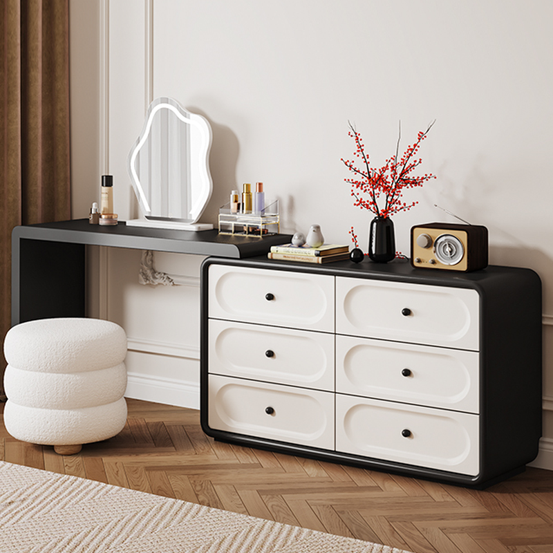 Midnight Black Sleeping Room Makeup Vanity with Scalable Telescopic and Push-Pull
