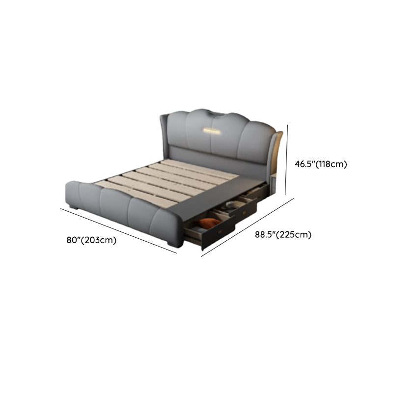Light Gray Storage Included/Panel Bed with 3 Storage Boxes, Natural Wood Frame, Sponge Upholstery, and Lighted Headboard - image 11