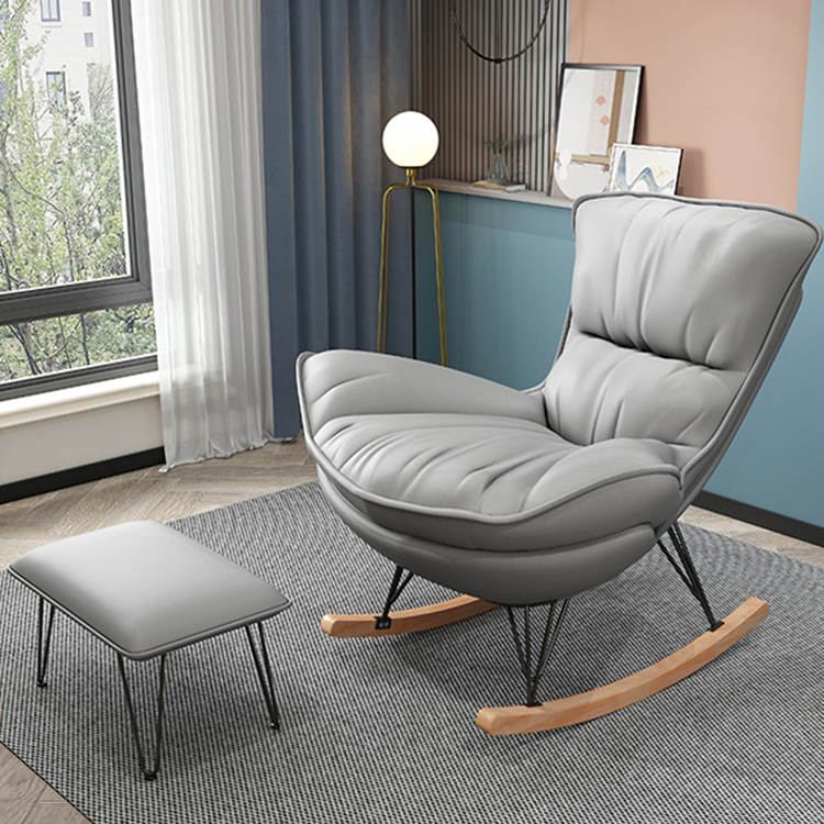 Indulgent Modern Upholstered Rocking Chair with Ottoman Perfect for Relaxation in Natural Wood Tone - image 12