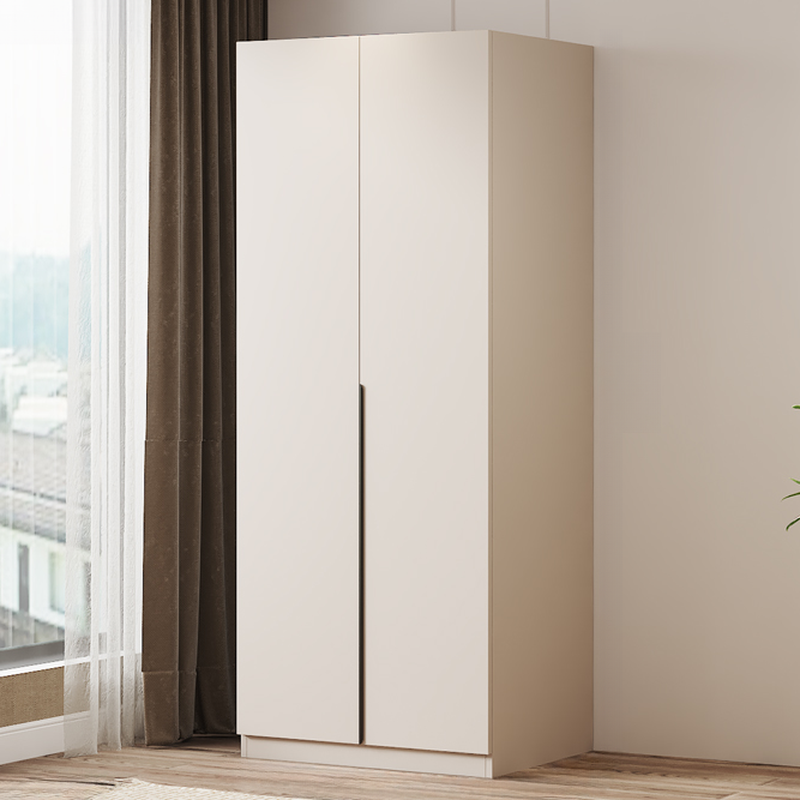 Minimalist Manufactured Wood Independent Wardrobe Closet with Soft Close Door, Interior Shelves, and Clothing Rod