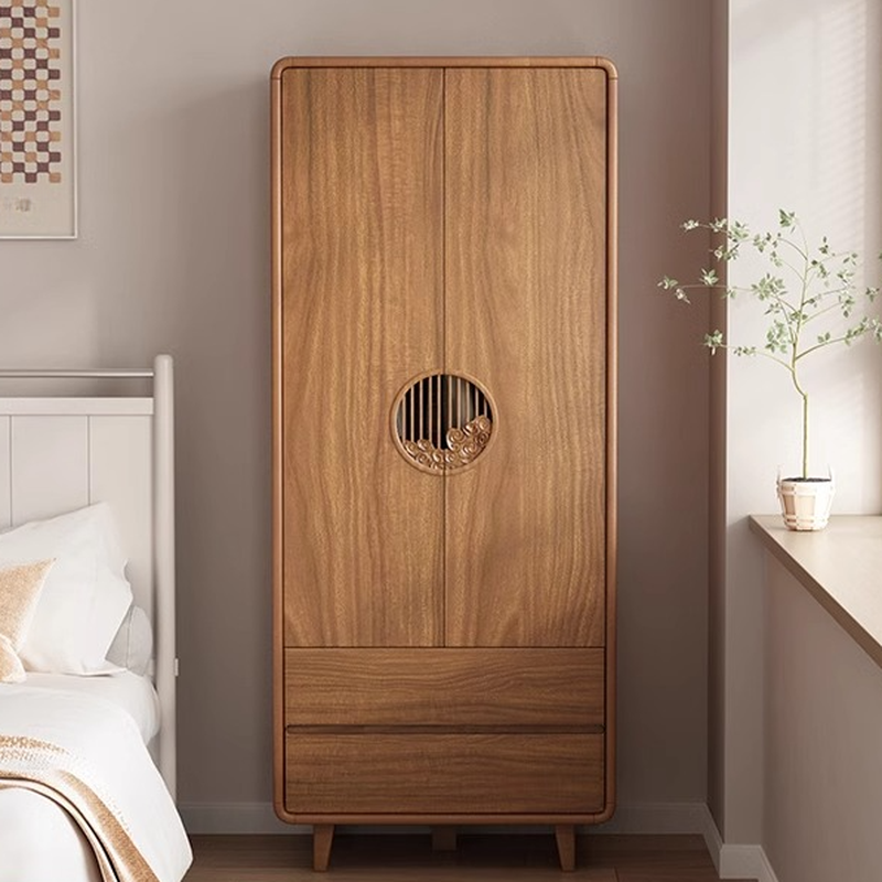 Casual Lumber Unattached Wardrobe Closet with Soft Close Drawer, Soft Close Door, Interior Shelves, and Hanging Rod