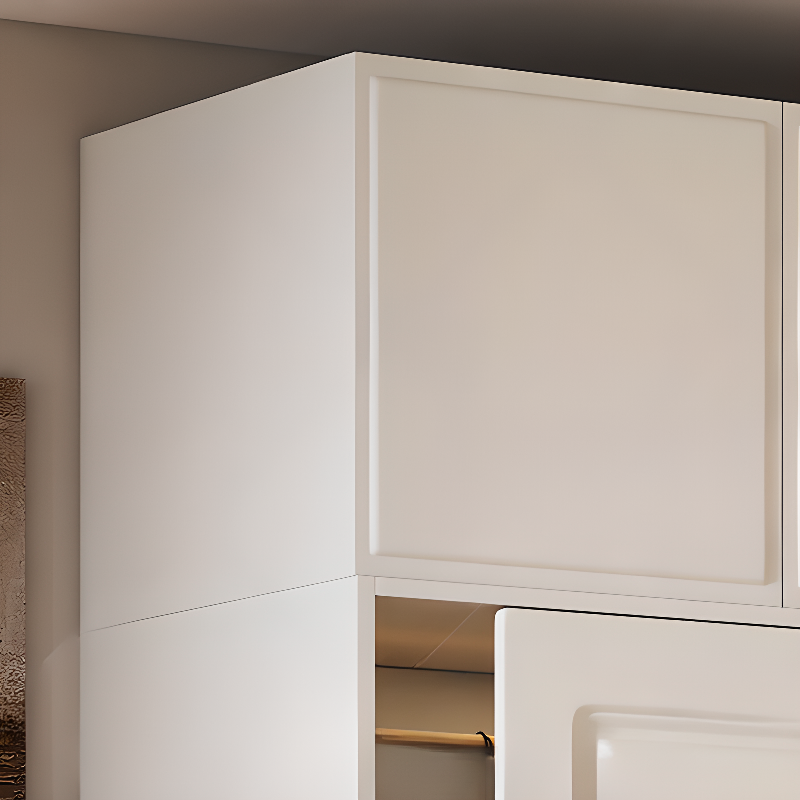 White Minimalist Wooden Wardrobe Closet with Soft Close Drawer, Soft Close Door, Interior Shelves, and Clothing Rod - image 5