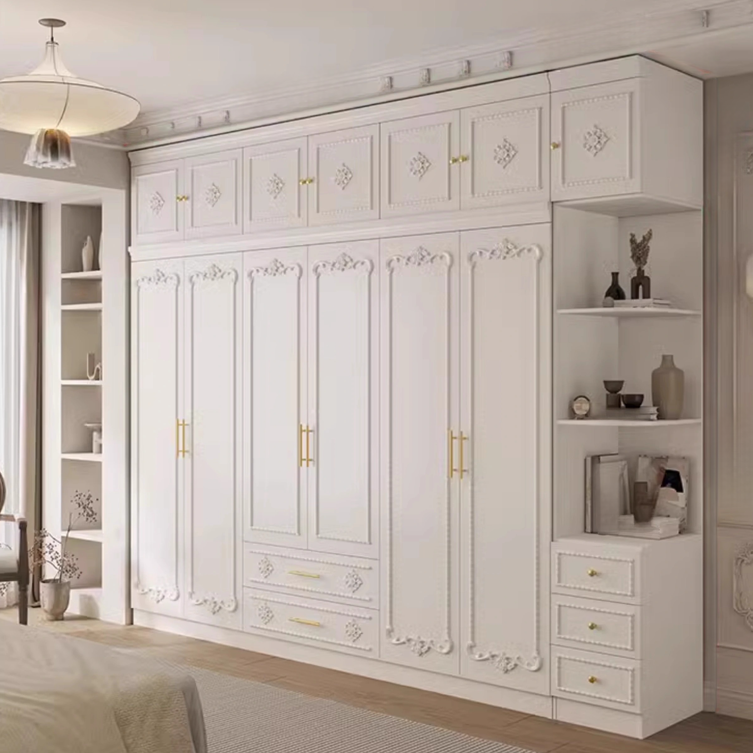 White Simple Timber Wardrobe Closet Soft Close Drawer Soft Close Door Interior Shelves - image 14