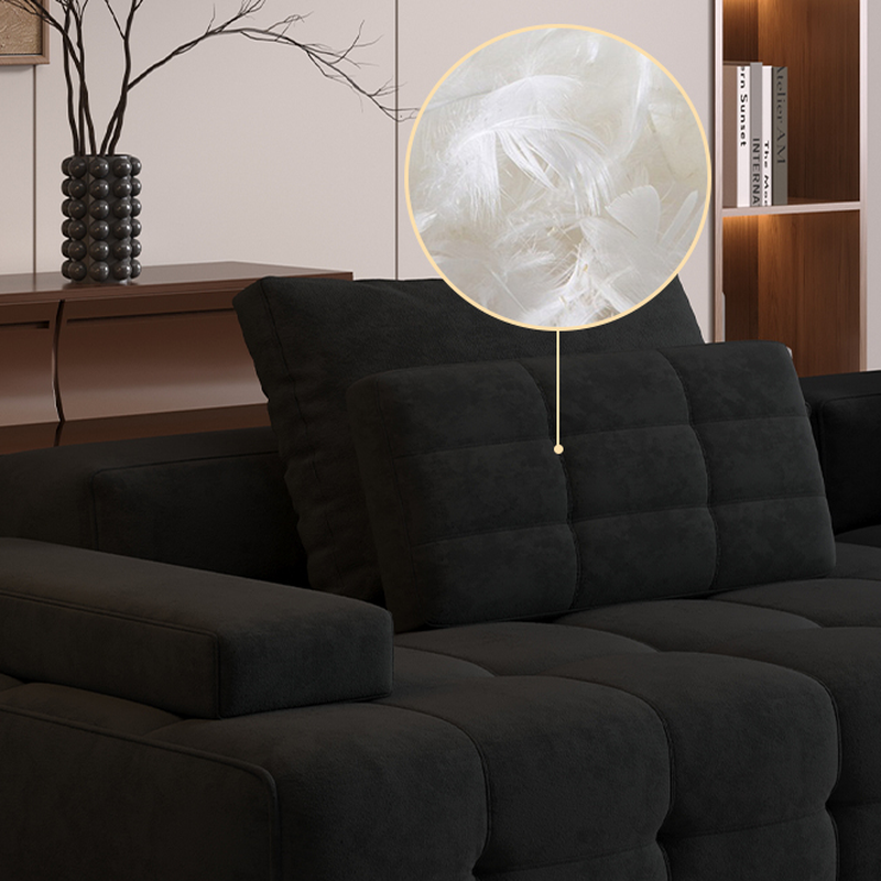 Cotton Midnight Black Standard/Single Sofa with Armrest and 4/3/1 Pillows