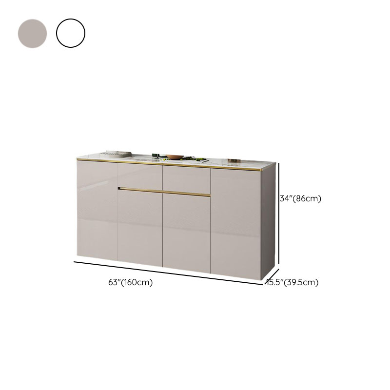Elegant Standalone Sideboard with 5 Drawers, 5 Doors, and Faux Marble Countertop - image 12
