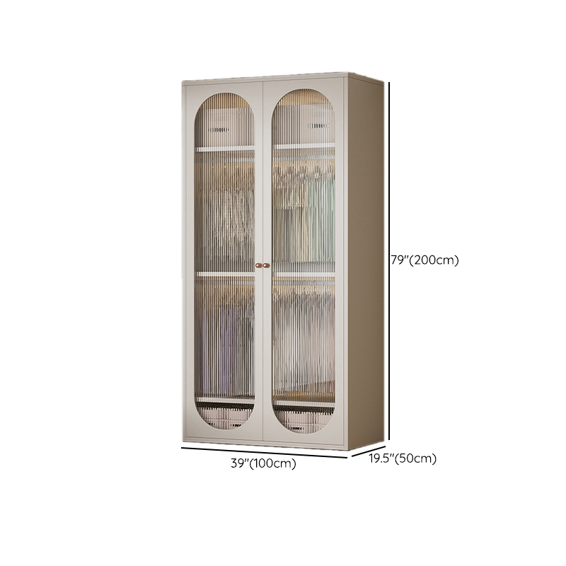 White Modish Alloy Armoire Cabinet with Adaptable Shelf and Clothing Rod - image 14