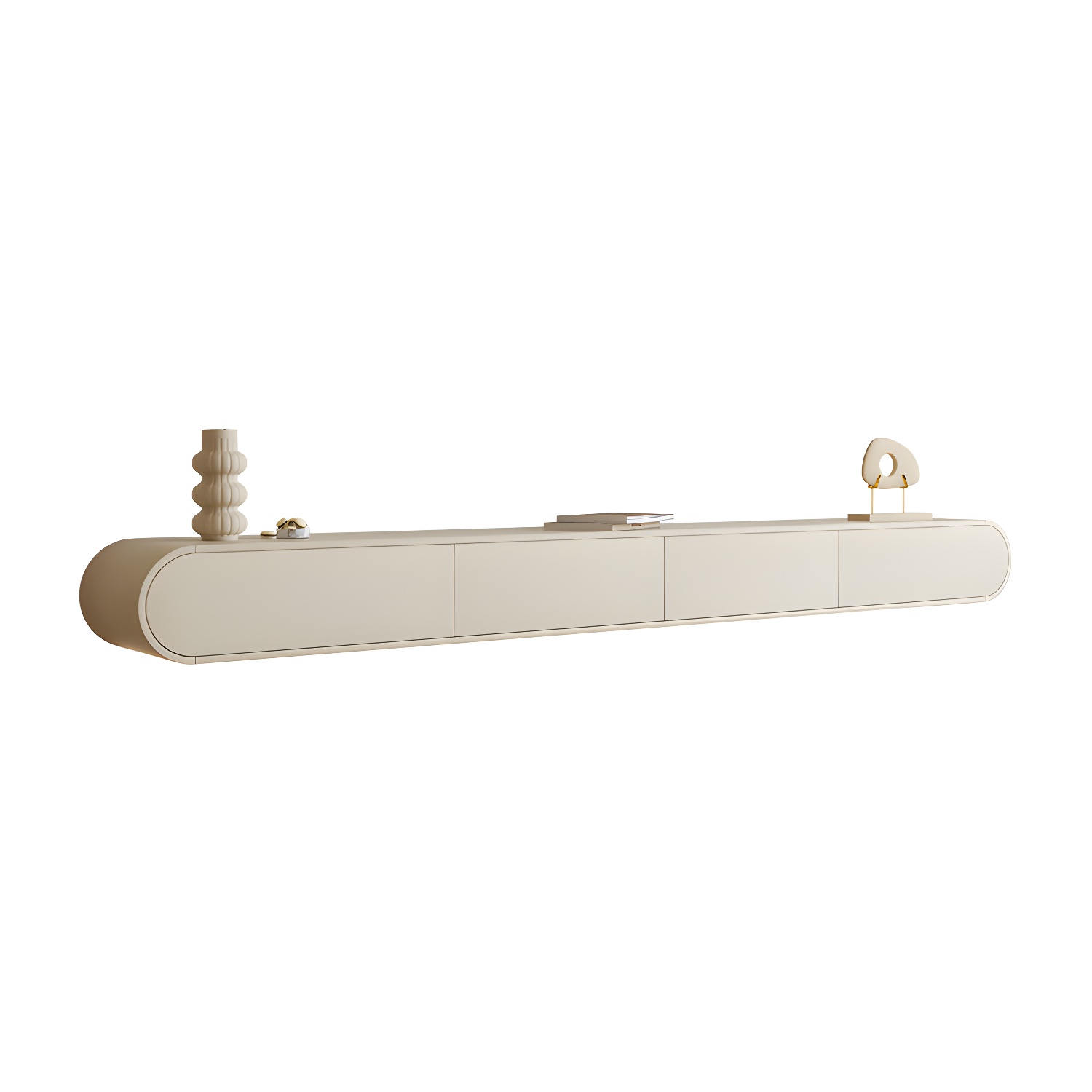 Contemporary TV Media Console Floating TV Stand Console with Drawers - image 5
