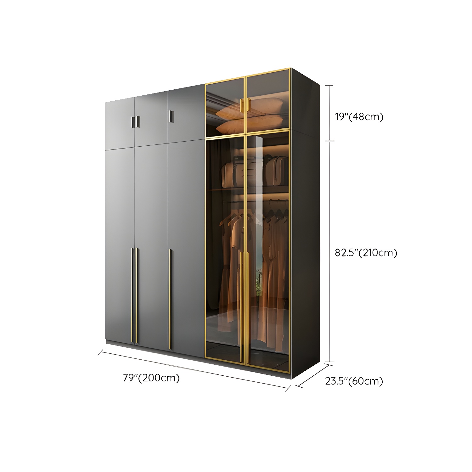 Modern Black Wood Wardrobe Armoire with Soft-Close Drawers & Clothing Rod - image 22