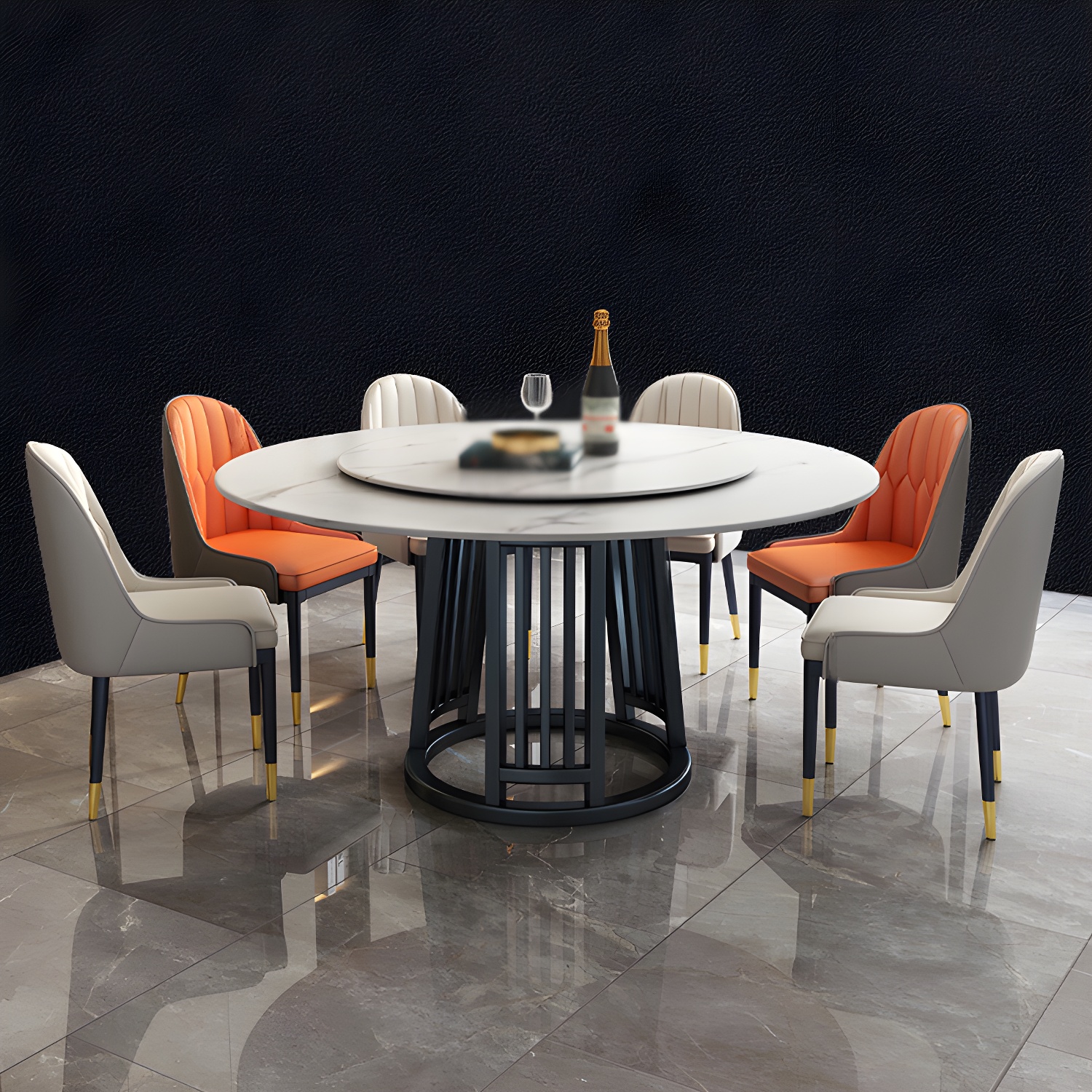 Modern 1/2/7 Pieces Dining Set Round Sintered Stone Dining Table for Dining Room - image 10