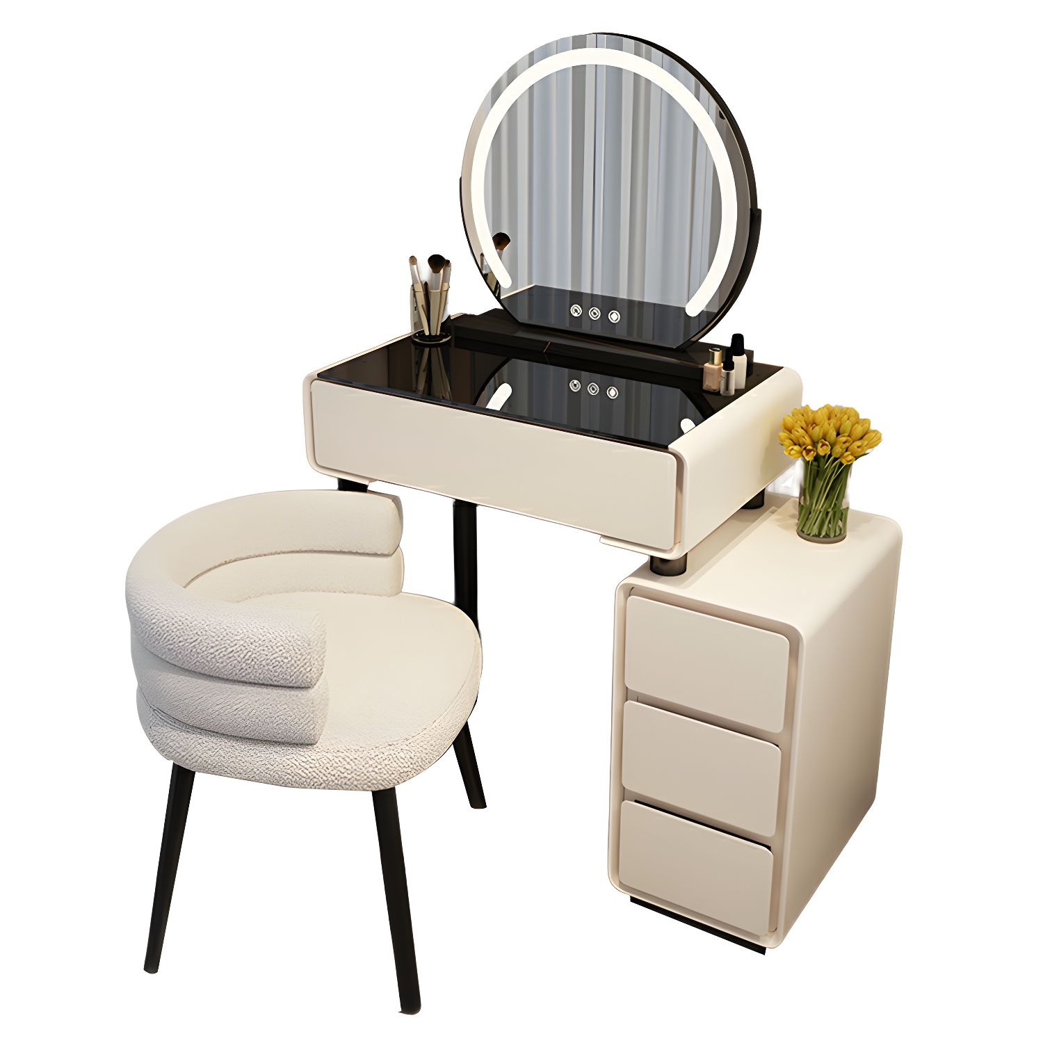 Solid Wood Stylish Makeup Vanity Set with Drawers in Modern Style - image 6