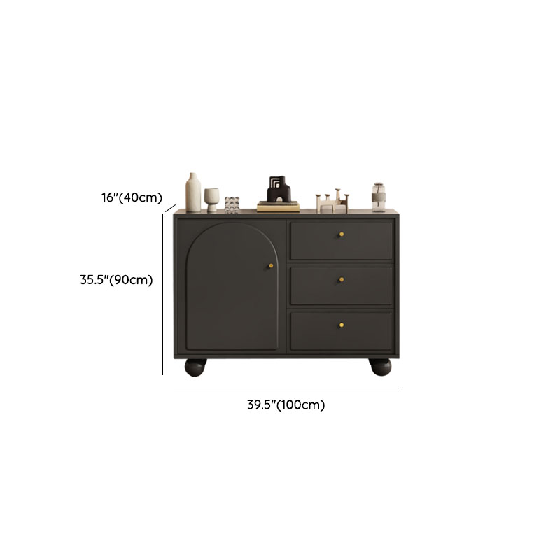 Midnight Black Modern Sideboard with 3 Drawers, Standard Size, 1 Shelf, Larder Storage, and 2 Doors - image 12