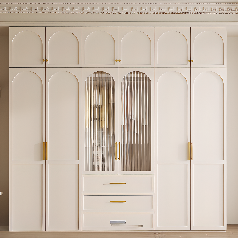 Simplistic White Detached Almirah with 3 Drawers, Interior Shelves, and Hinged Door