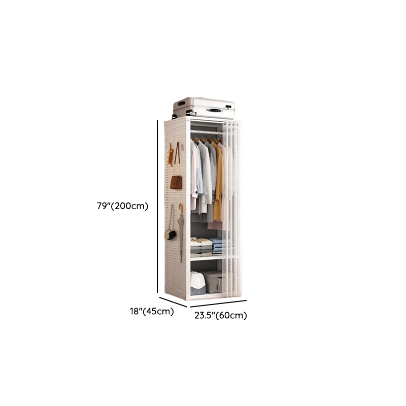 Chalk Modish Alloy Wardrobe Closet with Interior Shelves and Clothing Rod - image 14