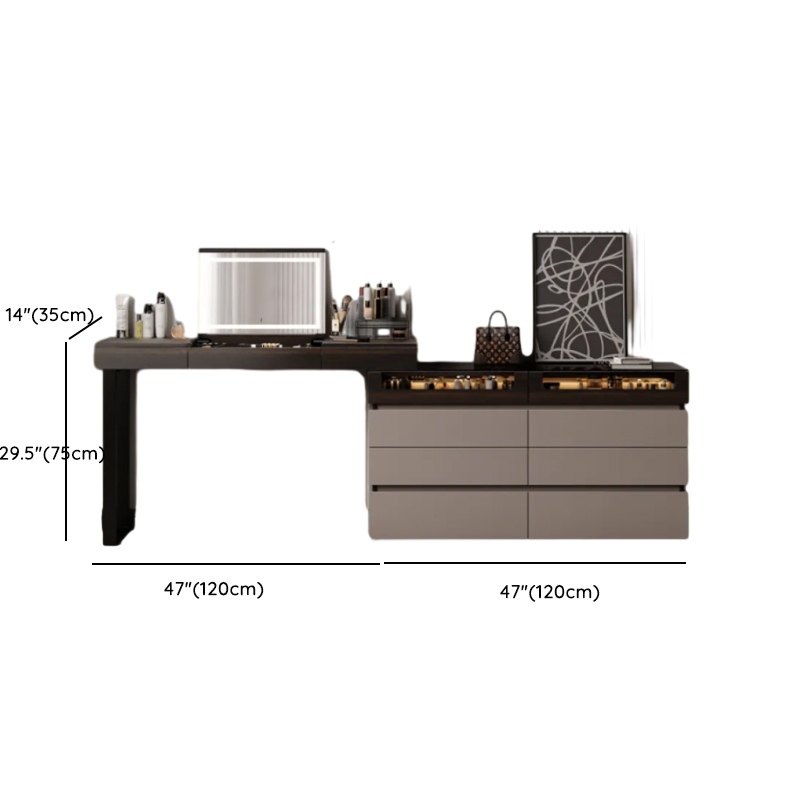 Space-saving Vanity Set with 7/11 Drawers, Lighting, Dividers, 2-in-1 Design, and Adjustable Touch Brightness - image 13