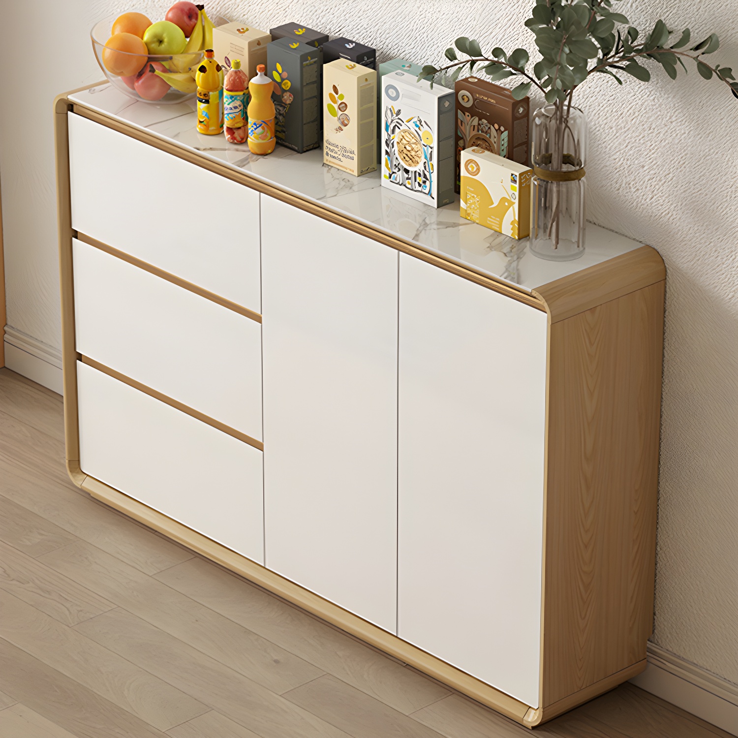 Contemporary Style Adjustable Shelving Wood Sideboard Cabinet with Cabinets and Drawers - image 2